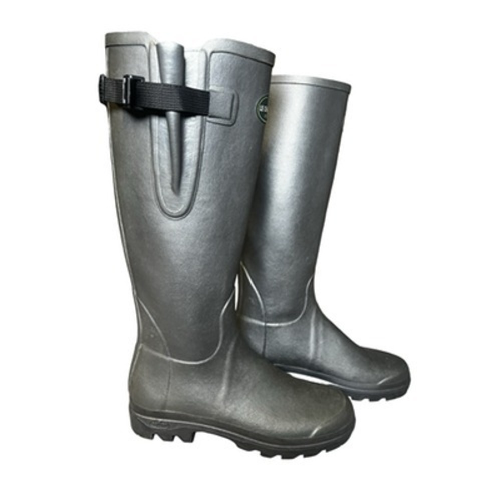 Le Chameau Neoprene Lined Rubber Hunting Rain Boots EU 41 Green Gray Morocco